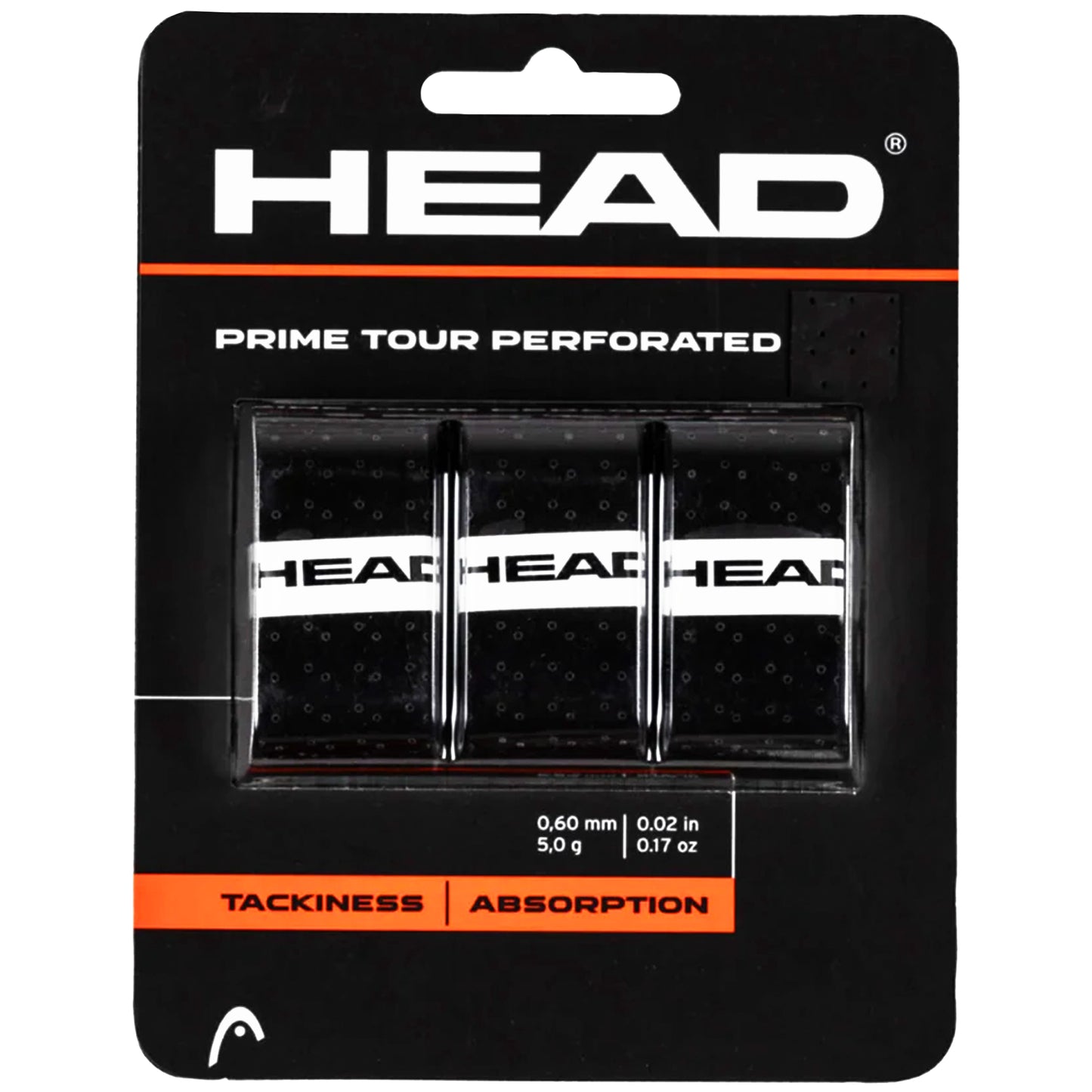 Head overgrip Prime Tour Perforated Black 3PK