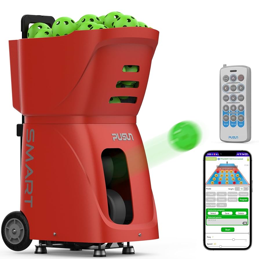 Pusun PP-SMART lance-balles portatif pour Pickleball - Rouge