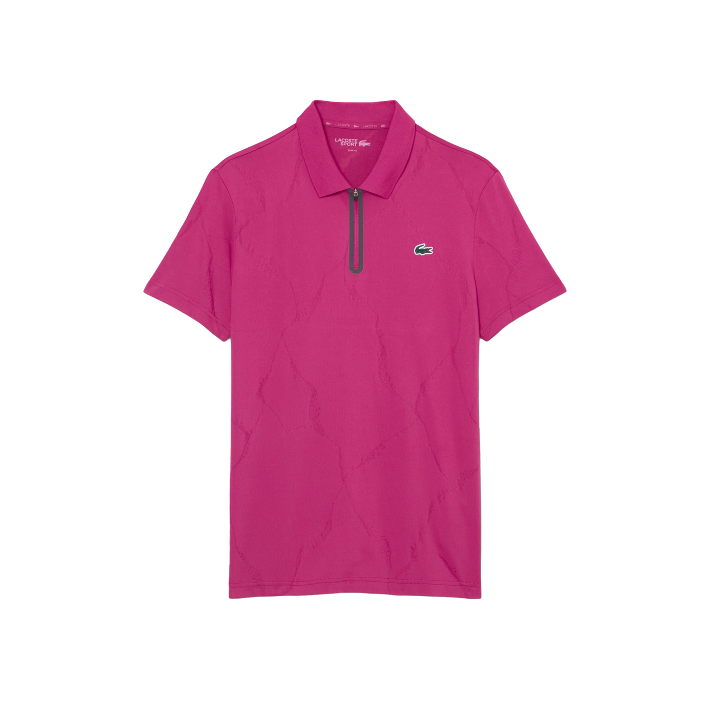 Lacoste Polo coupe slim, motif crocodile en jacquard, col zippé pour homme DH6745-52-JBD