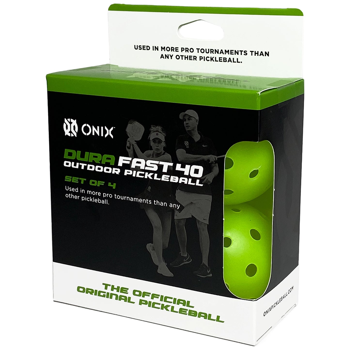 Onix balles Dura Fast 40 pickleball pour l'extérieur (pqt de 4) néon vert