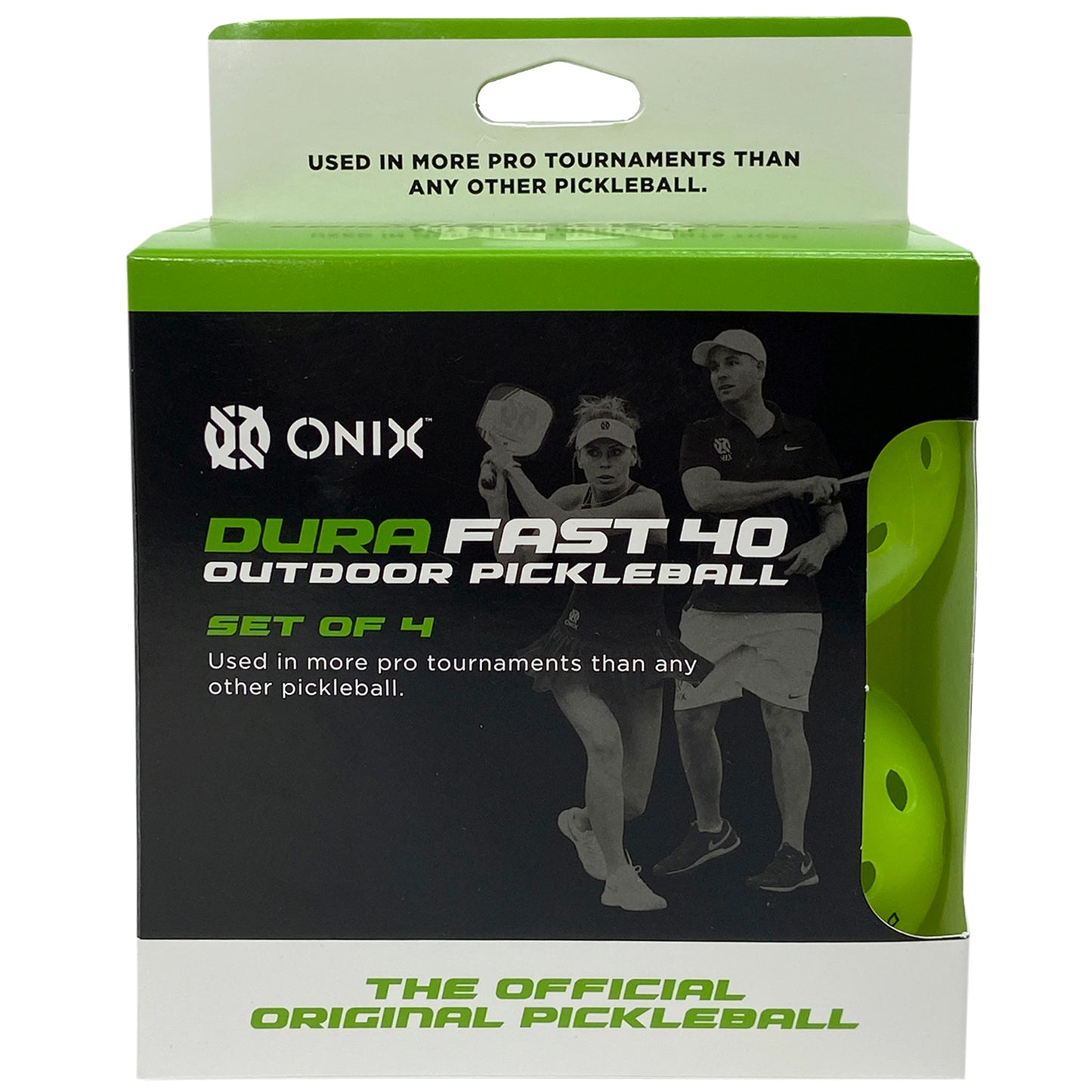 Onix balles Dura Fast 40 pickleball pour l'extérieur (pqt de 4) néon vert