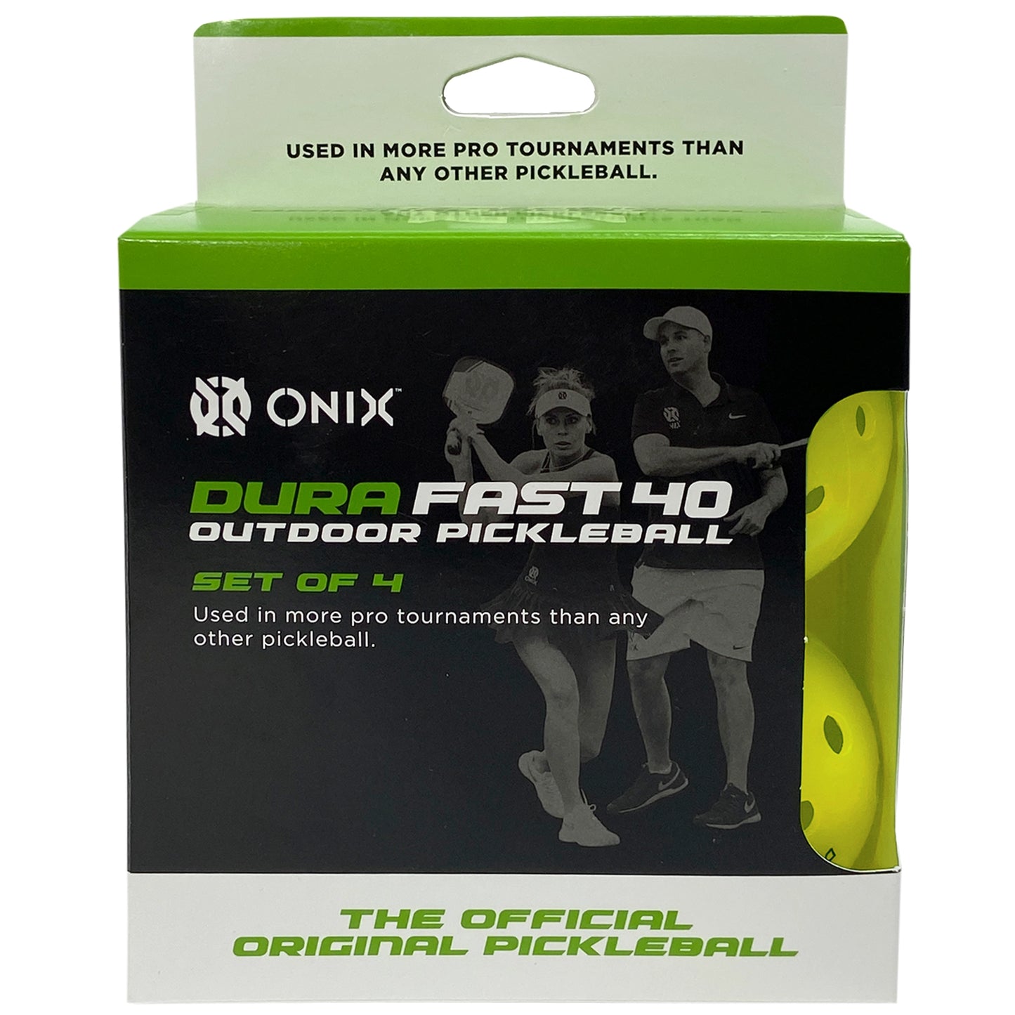 Onix balles Dura Fast 40 pickleball pour l'extérieur (pqt de 4) jaune