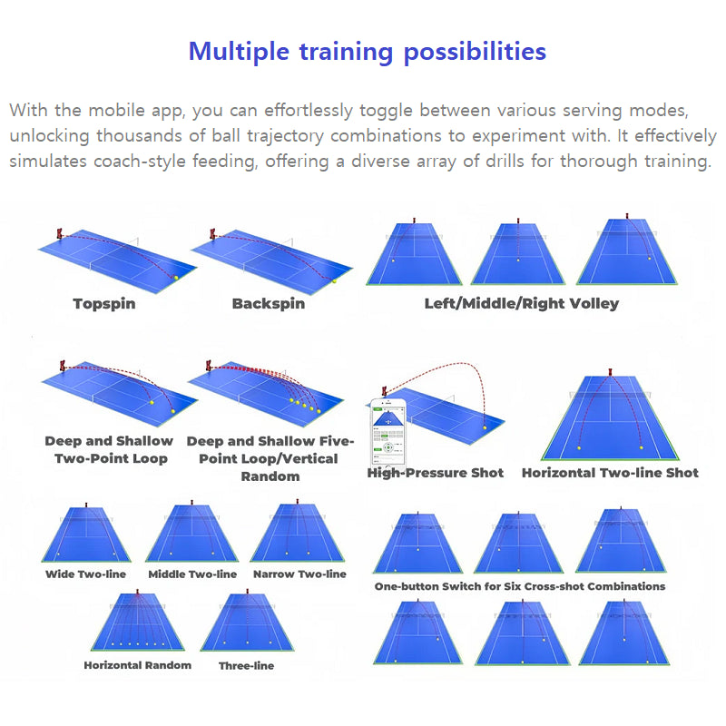 Pusun PT-9001 lance-balles portatif pour Tennis - Rouge