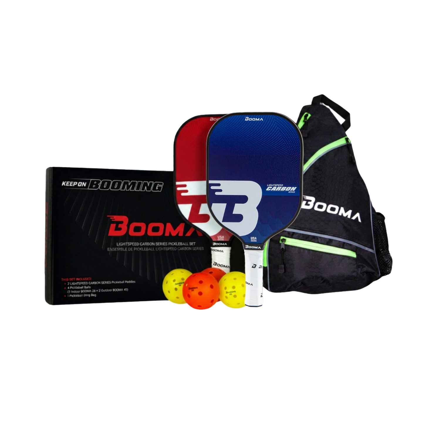 Booma Lightspeed Carbon Series - Ensemble de pickleball pour 2 joueurs
