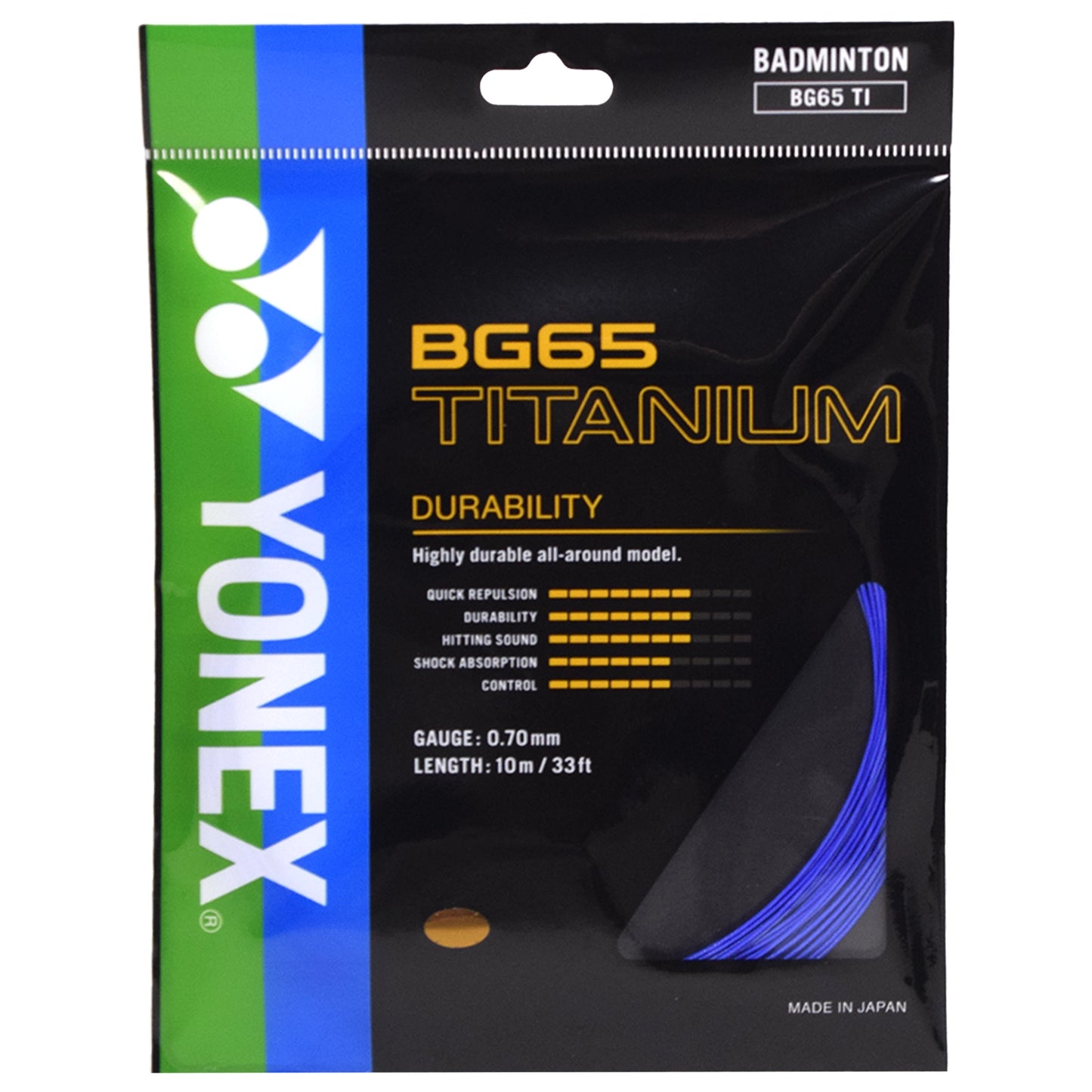 Yonex BG65 Titanium 10m Bleu
