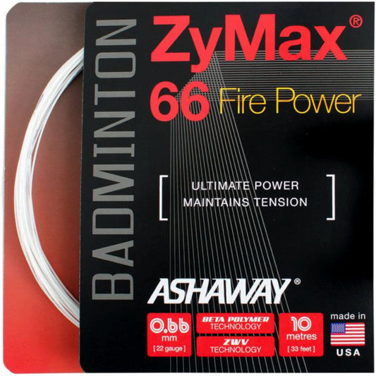Ashaway ZyMax 66 Fire Power 10m Blanc
