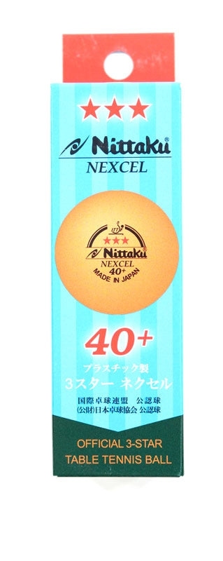 Nittaku Nexcell 40+ 3 Star Balls Orange (3 pack)