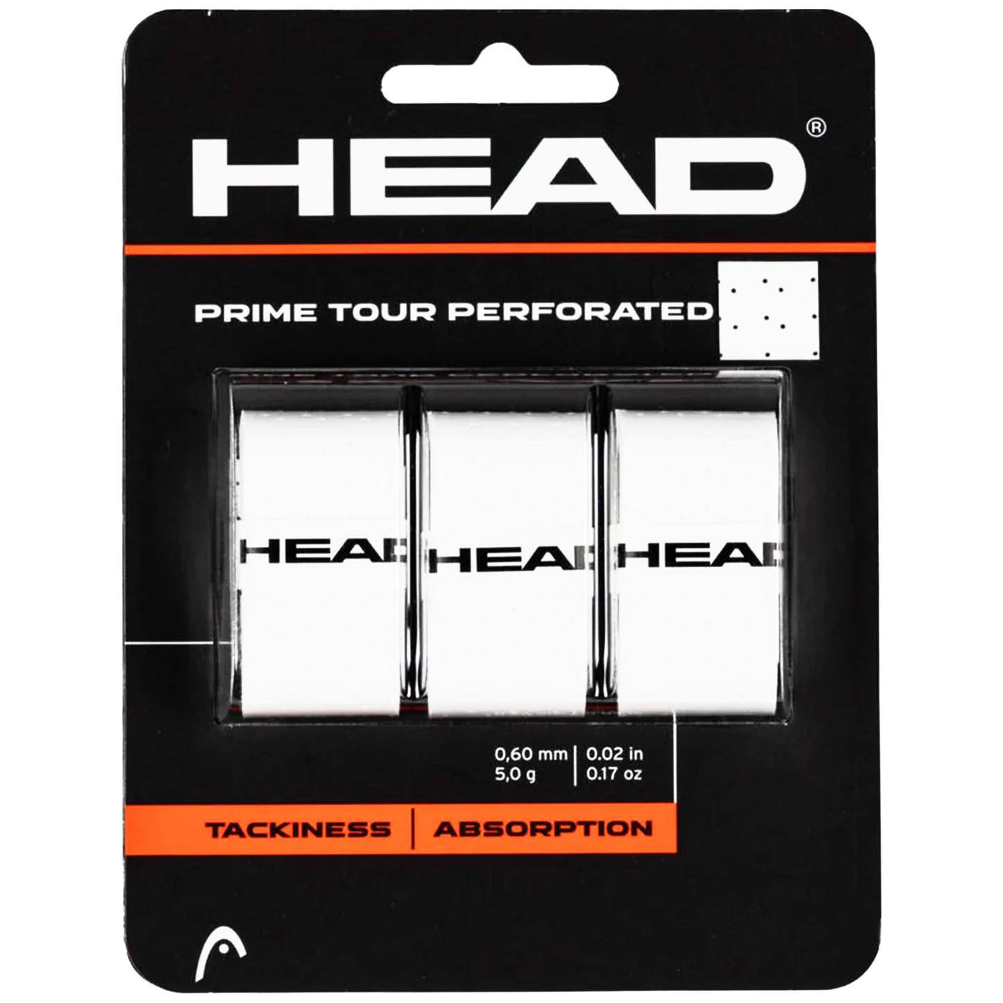 Head overgrip Prime Tour Perforated White 3PK