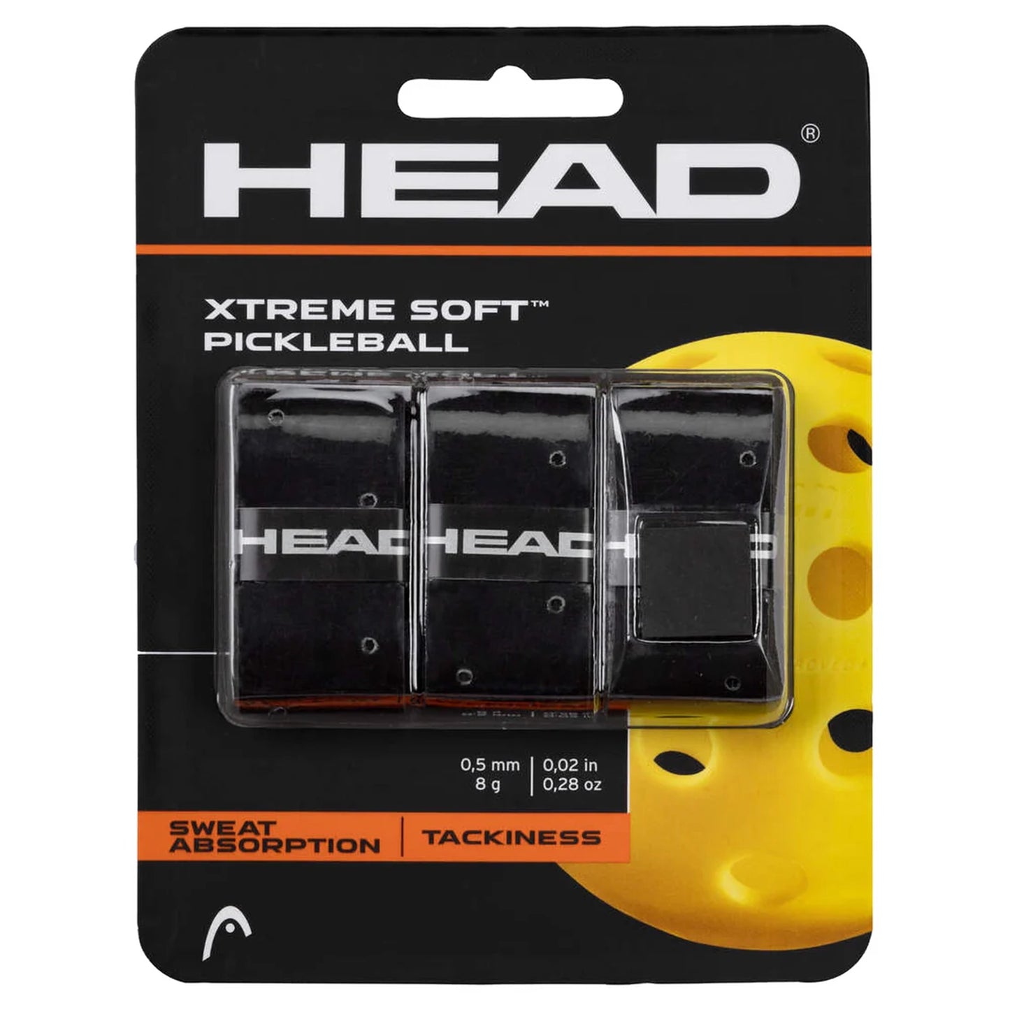 Head Xtreme Soft Pickleball Overgrip (Paquet de 3) Noir