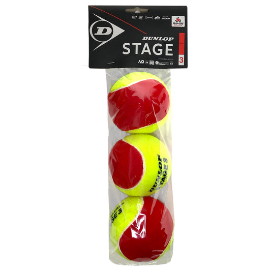 Dunlop Stage 3 Red/Yellow (packet of 3)