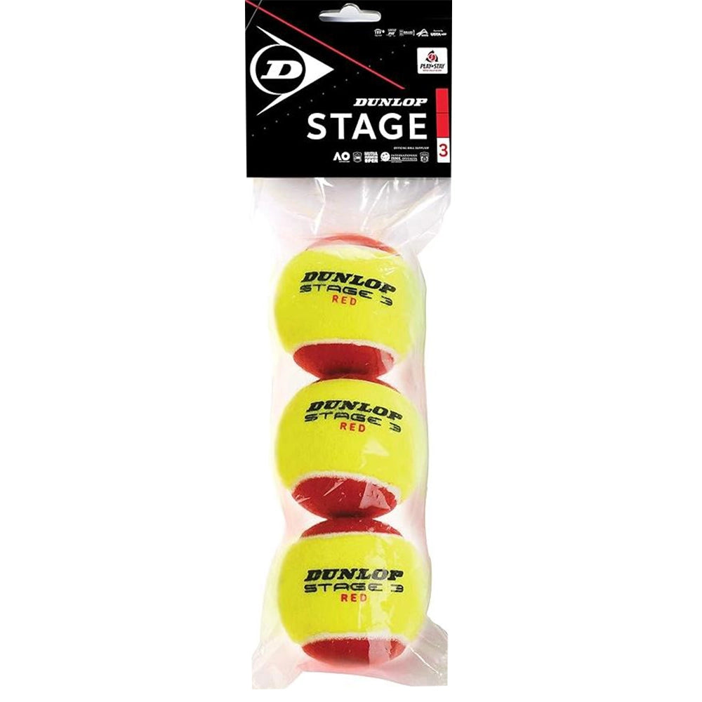 Dunlop Stage 3 Red/Yellow (packet of 3)