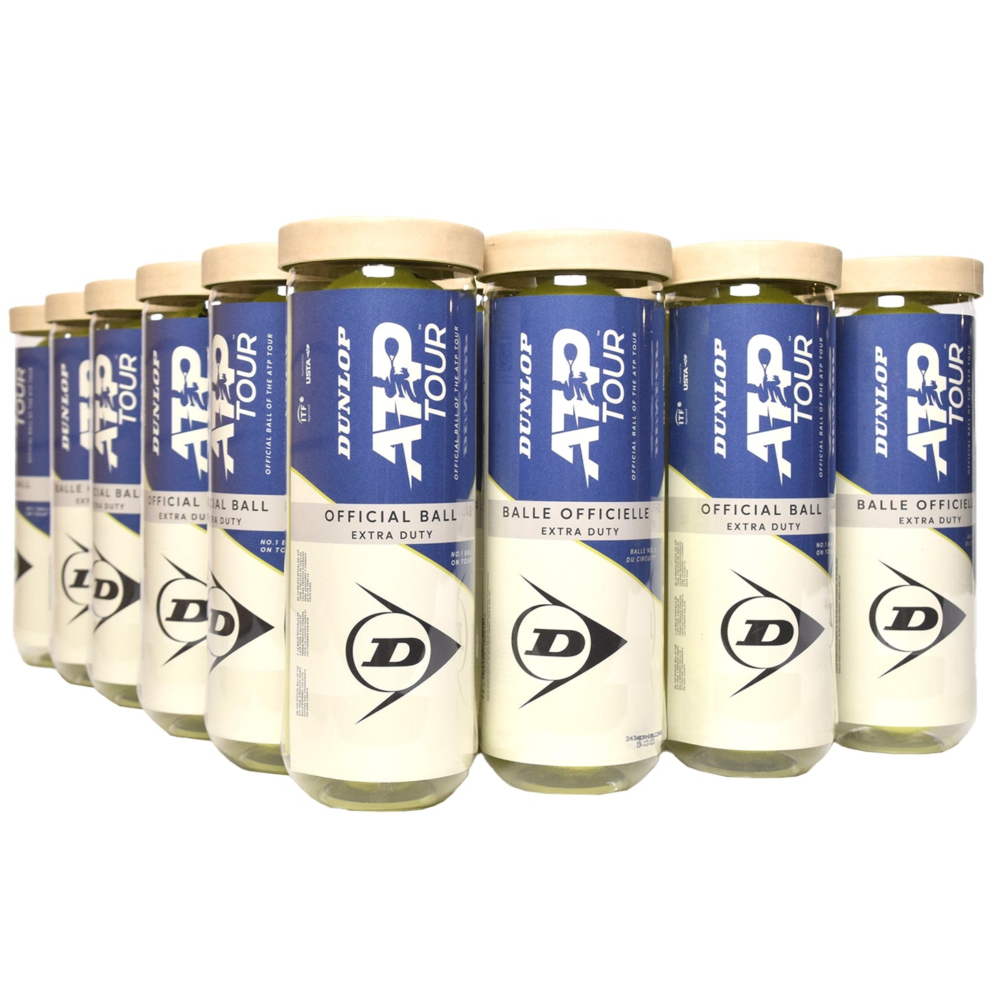 Caisse de balles Dunlop TB ATP Tour Extra Duty (24 tubes de 3)