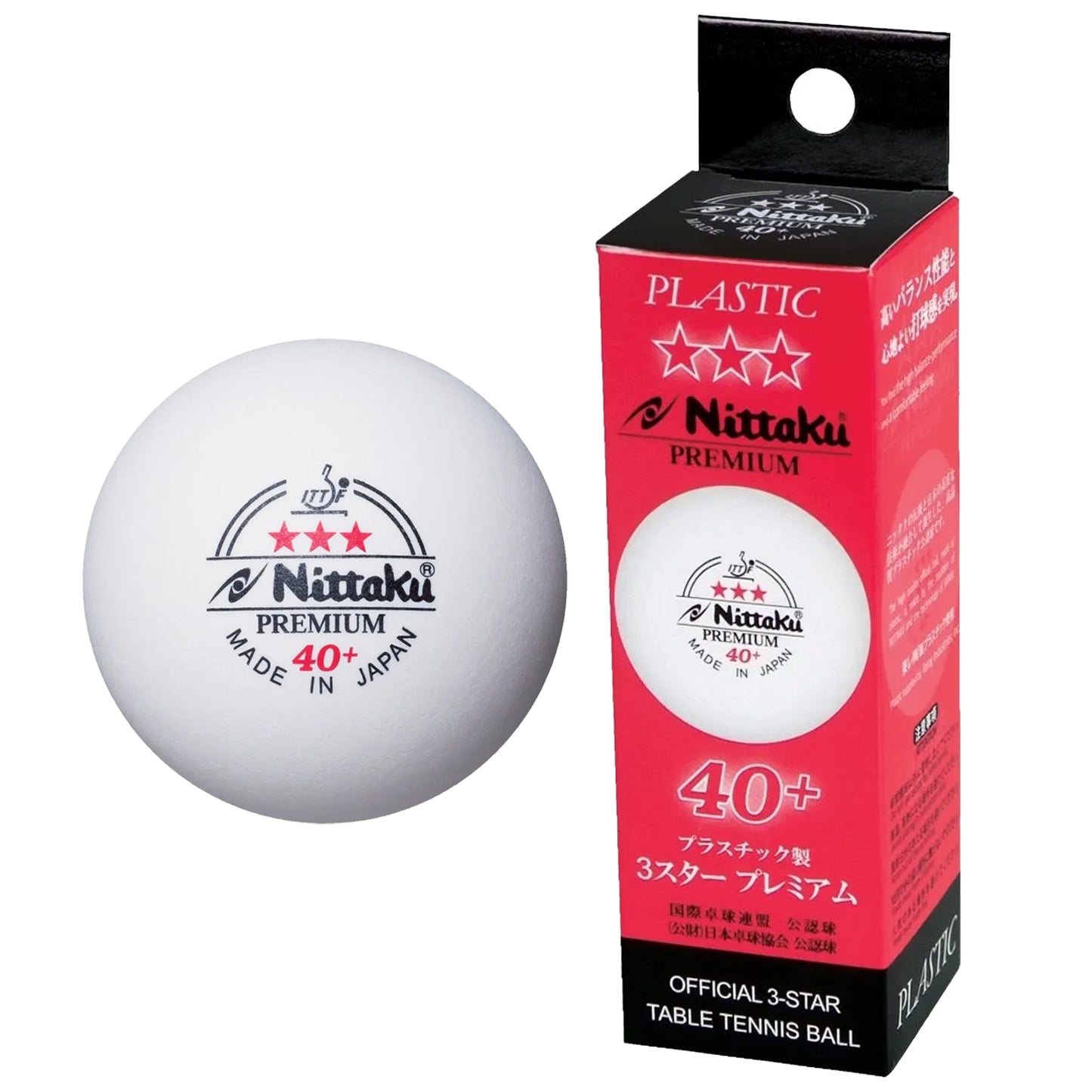 Nittaku Premium 40+ 3 Star Balls White (3 pack)