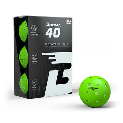 Booma 40 Outdoor Pickleball Balls Green (6)