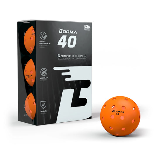 Booma 40 Outdoor Pickleball Balls Orange (6)