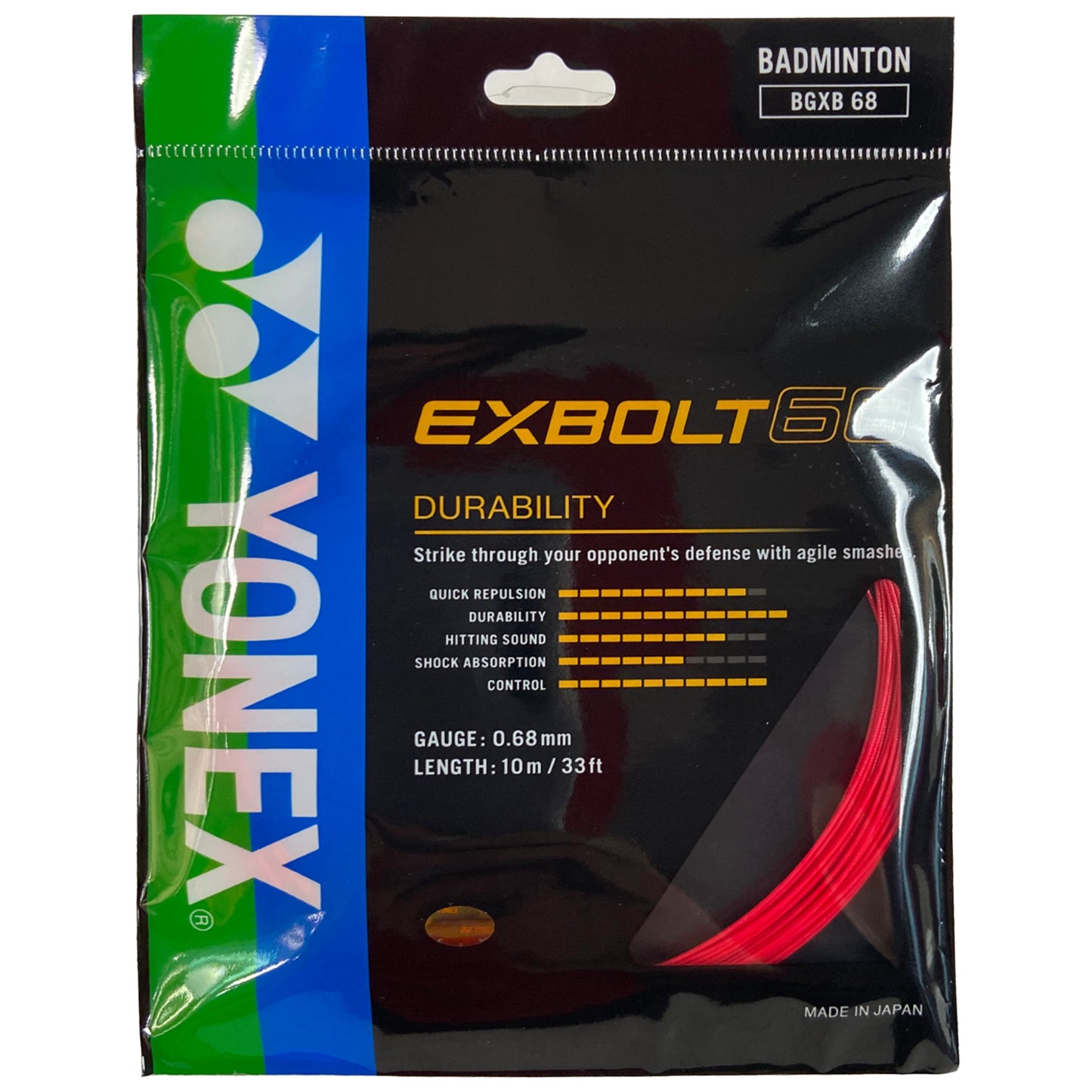 Yonex BG Exbolt 68 10m Rouge flash