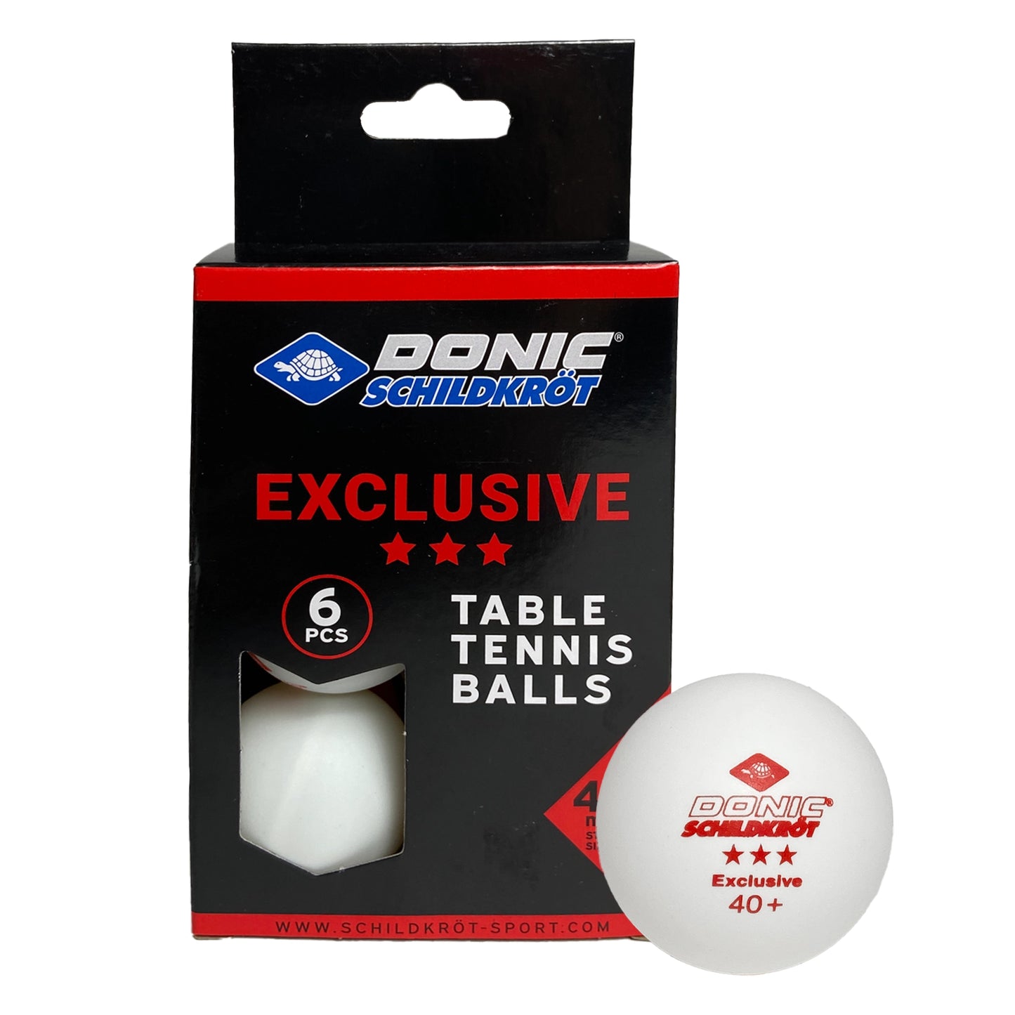 Donic Schildkröt Exclusive 3 Star Plastic 40+ Balls White (6 pack)