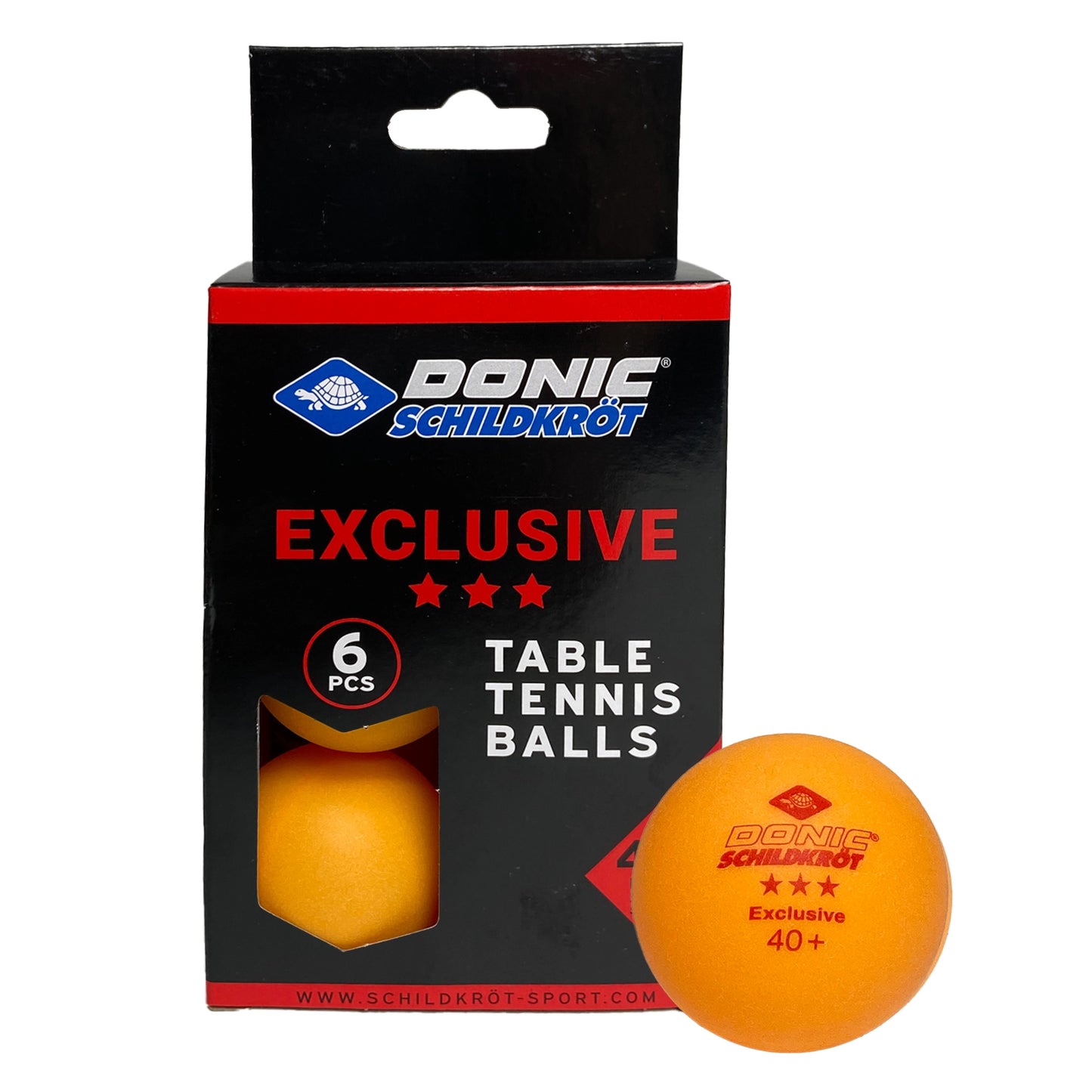 Donic Schildkröt Exclusive 3 Star Plastic 40+ Balls Orange (6 pack)