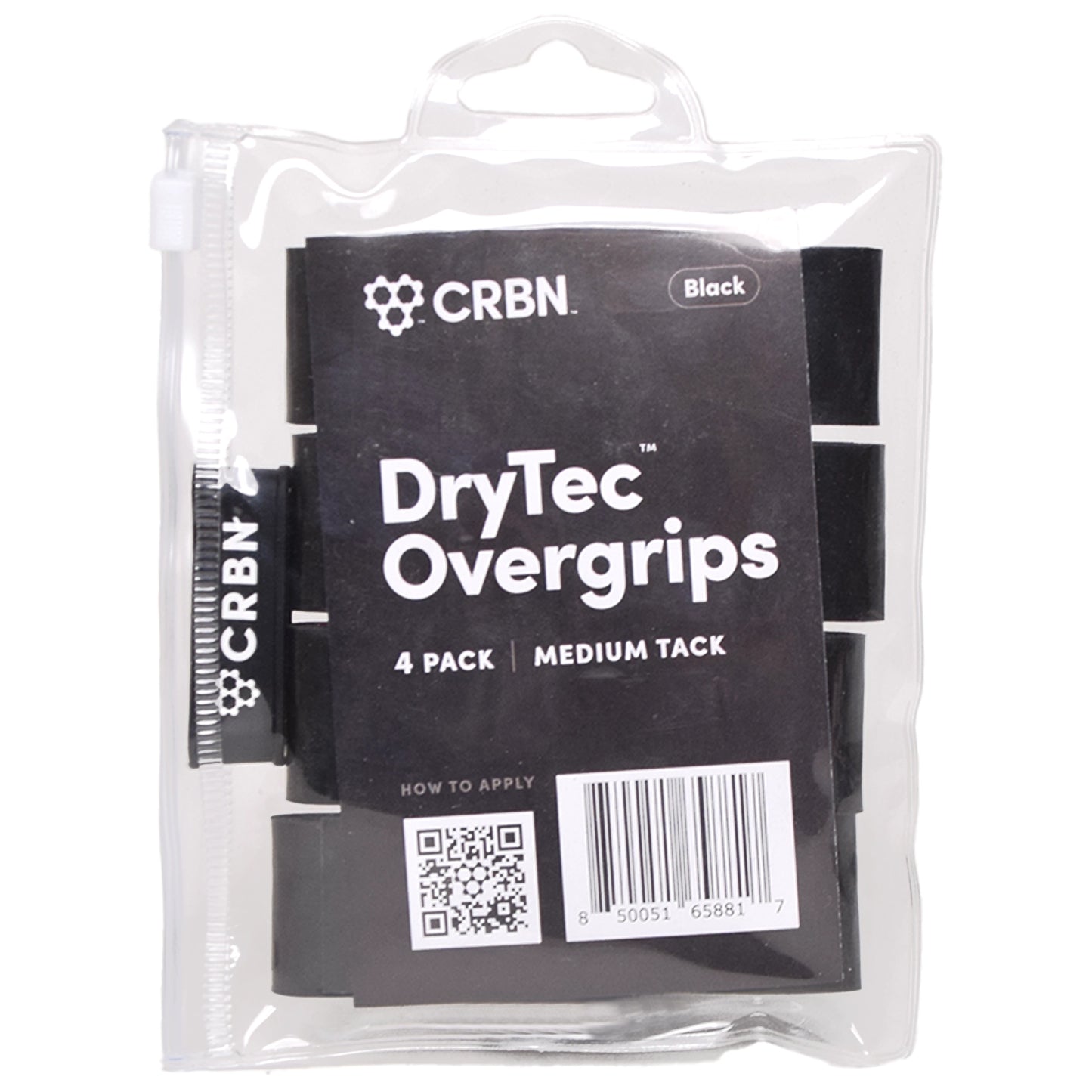 CRBN DryTec™ Overgrips 4 Pack Medium - Black - Tenniszon