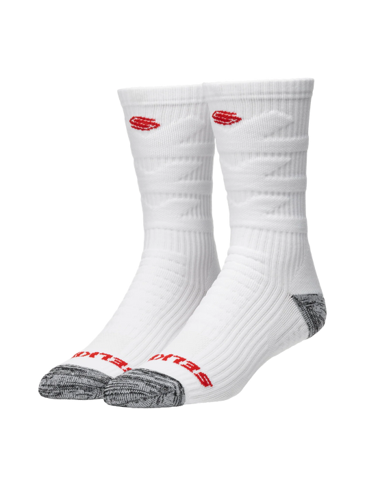 Selkirk Courtlock Chaussettes courtes de pickleball - Blanc/Rouge