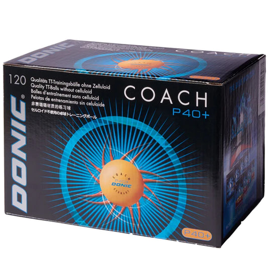 Donic balles P40+ Poly Coach Orange (120)