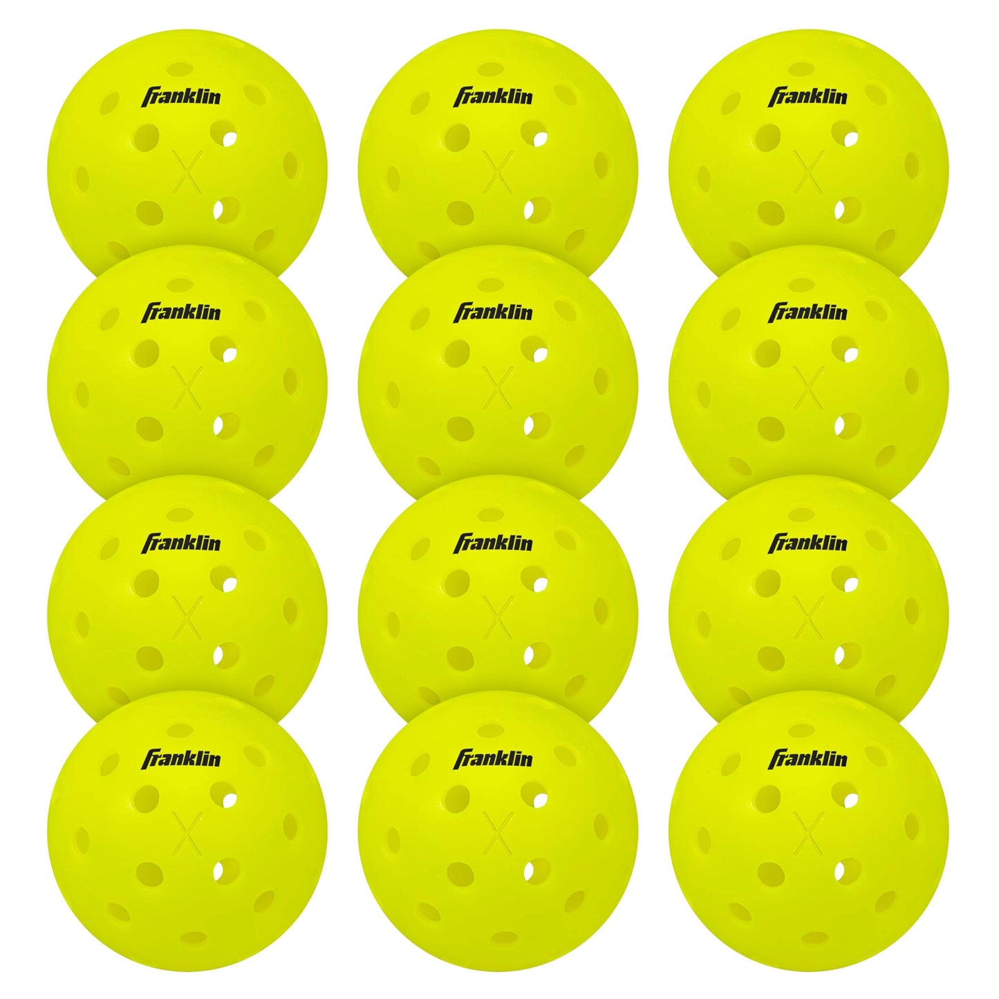 Franklin Pickleball X-40 Outdoor (Pkg of 12) - Optic Yellow