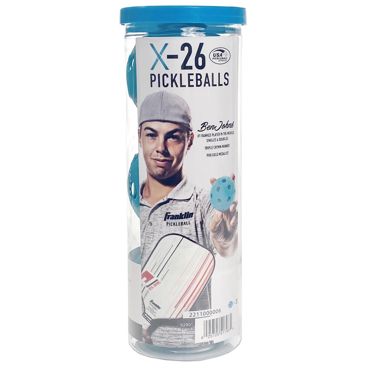 Franklin Pickleball X-26 Indoor (Pkg of 3) - Blue