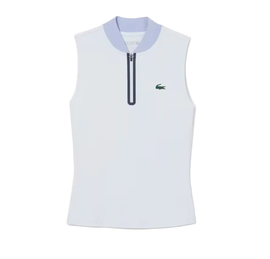 Lacoste Women's Sleeveless Ultra Dry Stretch Zippered Polo Shirt PF0202-52-J2G - Tenniszon