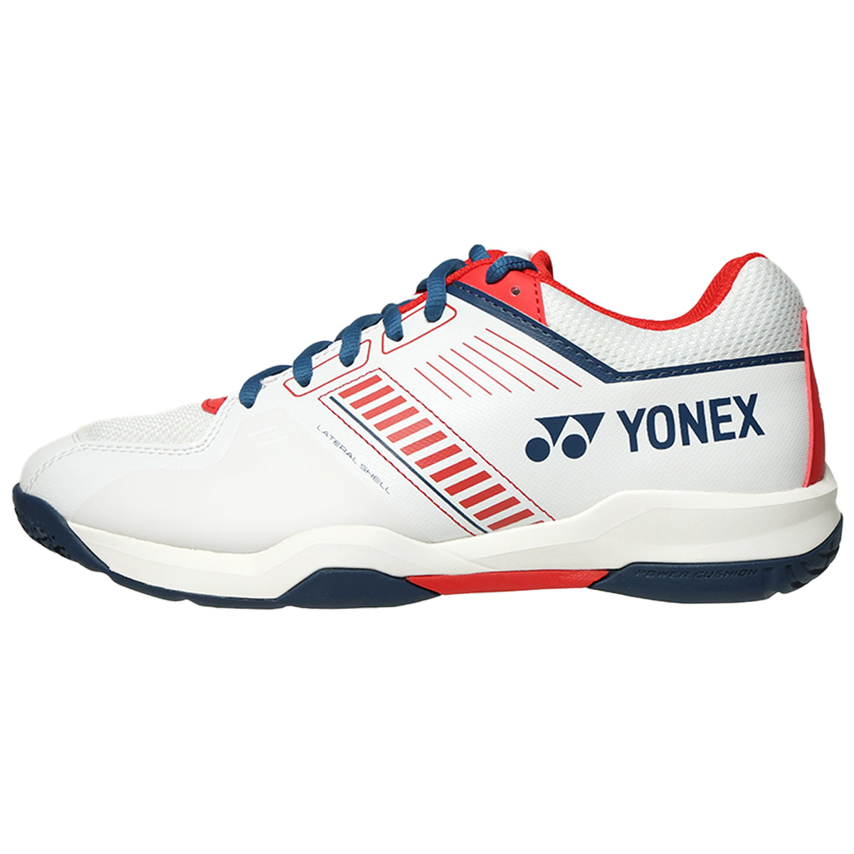 ラケット YONEX POWER CUSHION STRIDER FLOW 25.0 Yonex Power Cushion Strider Flow WIDE Men's Indoor - White/Red