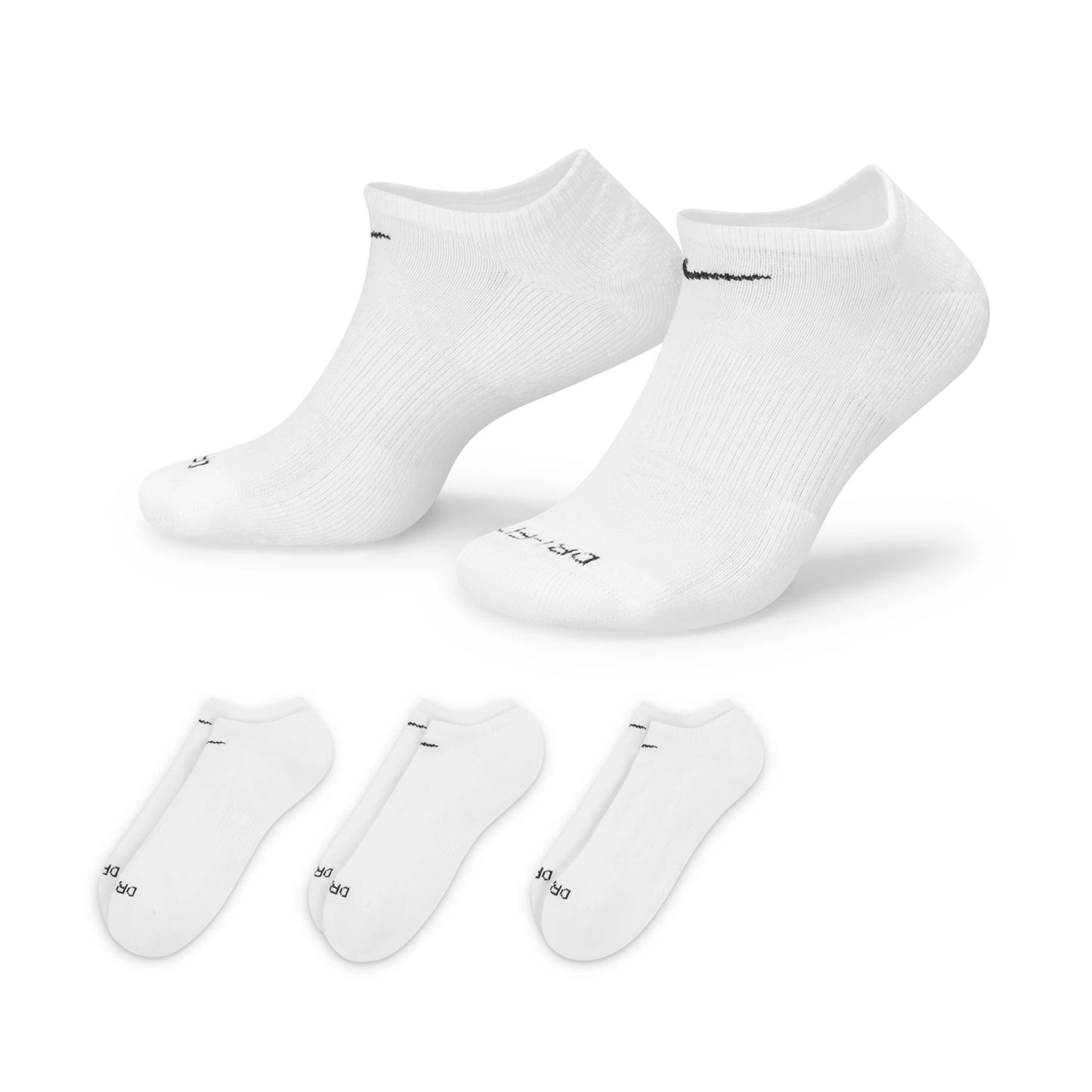 Nike bas d'entraînement Everyday Plus Cushioned No-Show SX6889-100 (3 paires) Blanc