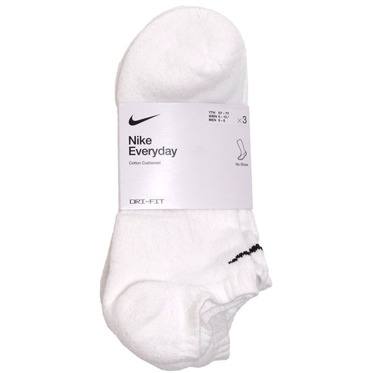 Nike bas d'entraînement Everyday Cushioned No-Show SX7673-100 (3 paires) Blanc