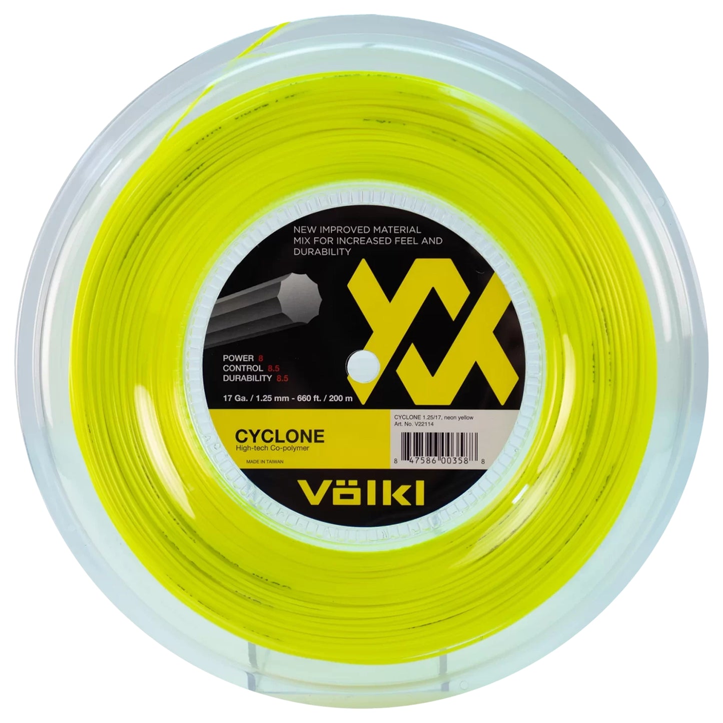 Volkl reel Cyclone 17 Neon Yellow (200M)