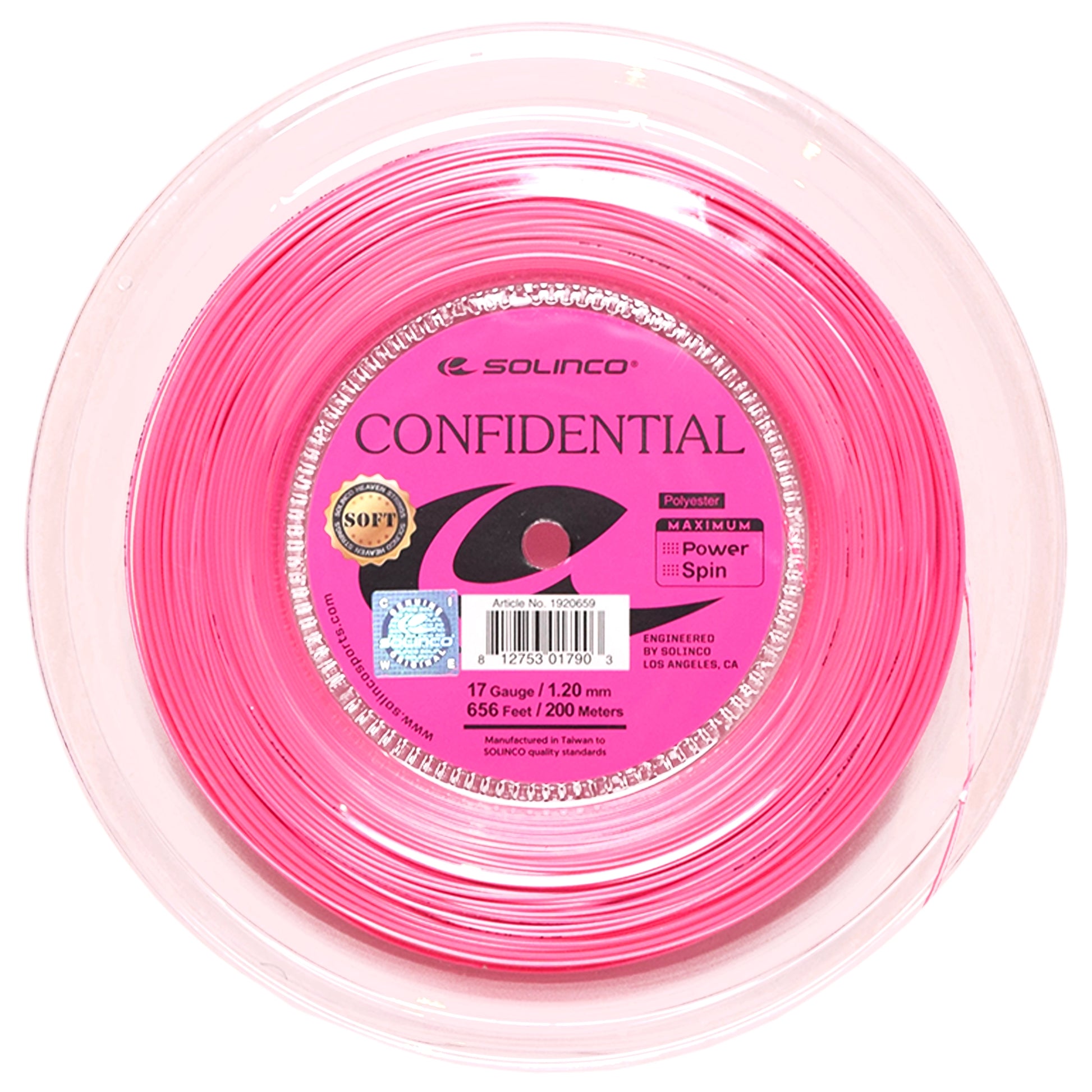 Solinco reel Confidential Soft 17 Pink (200M) - Tenniszon