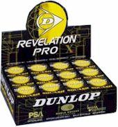 Dunlop squash balls pro; double yellow dots (12 balls)
