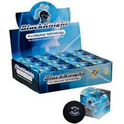 Black Knight Tru-Bounce Squash balls double yellow dots (12 balls box)