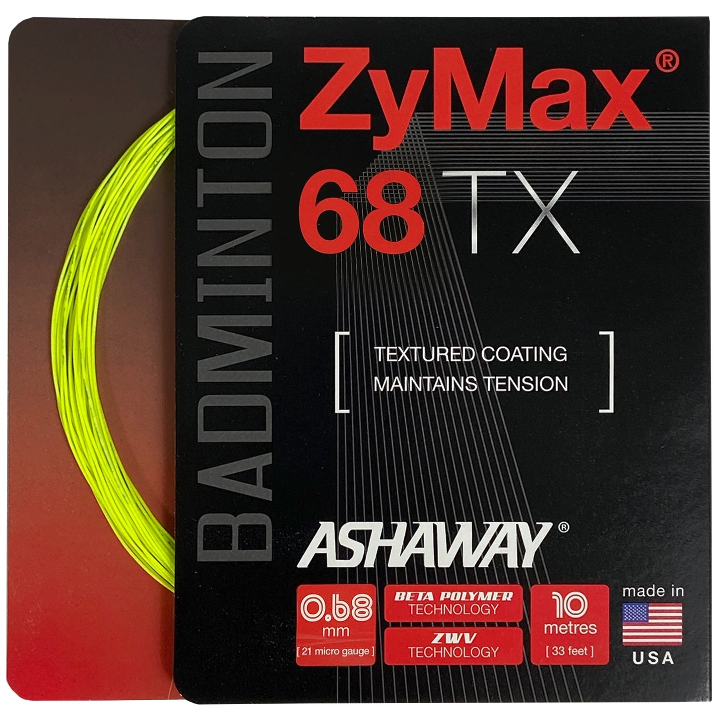 Ashaway ZyMax 68 TX 10m Optic Yellow