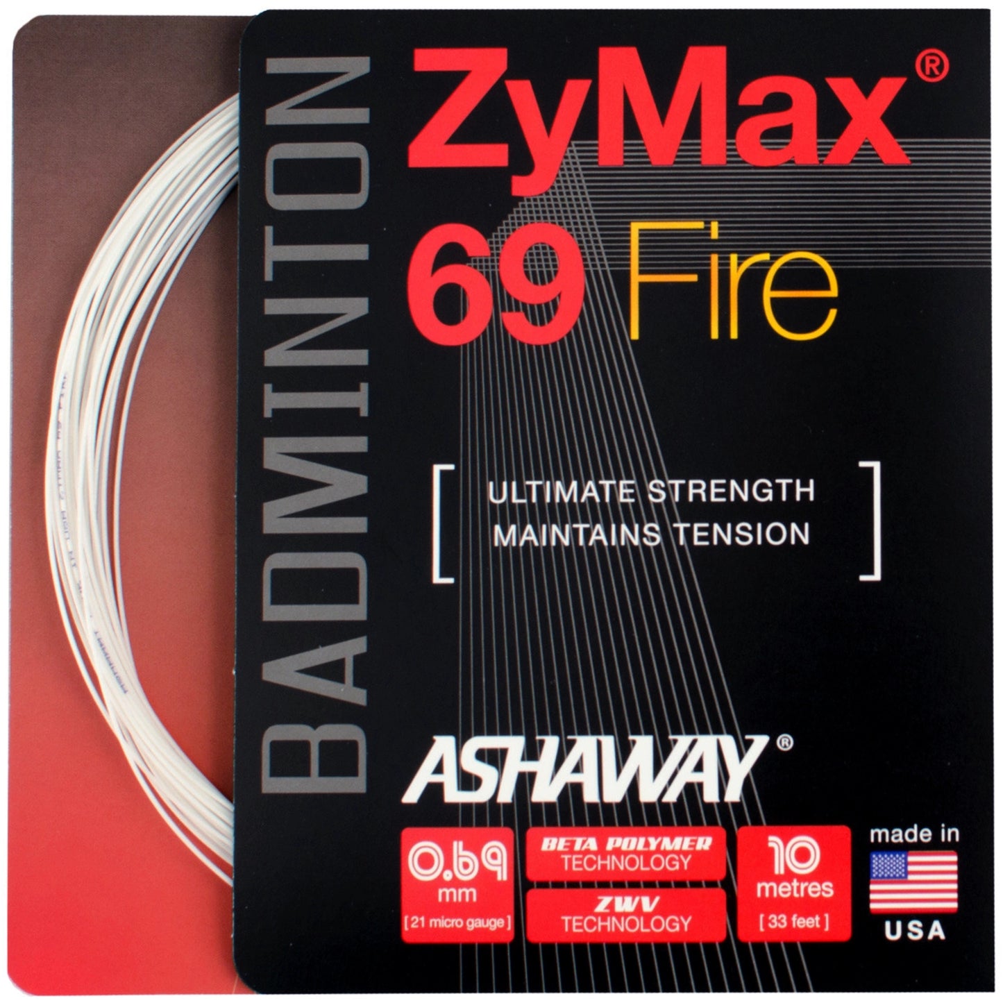 Ashaway ZyMax 69 Fire 10m White