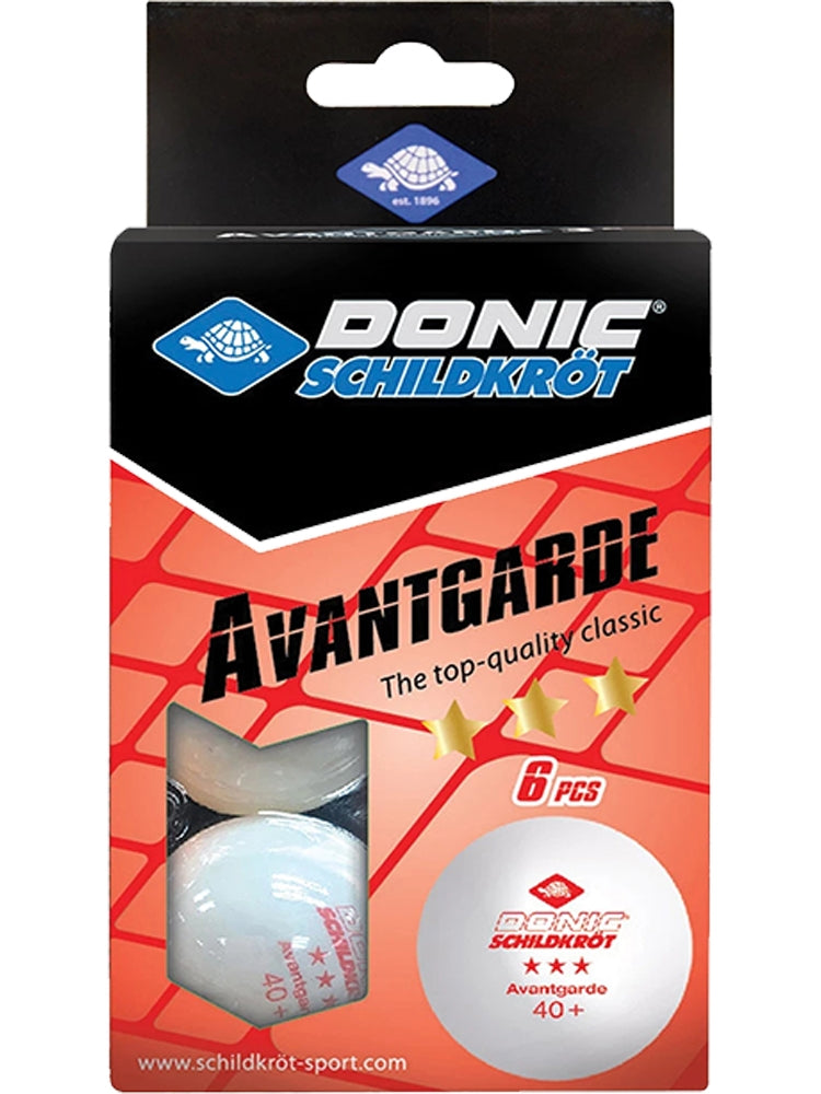 Donic Avantgarde 3 Star Plastic 40+ Balles (paquet de 6) Blanc