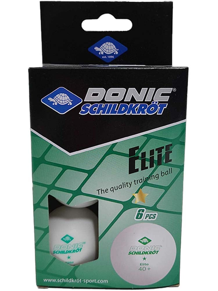 Donic Elite 1 Star Plastic 40+ Balles (paquet de 6) Blanc
