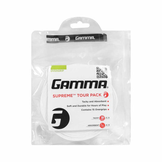Gamma overgrip  Supreme Tour Pack Blanc 15/pqt